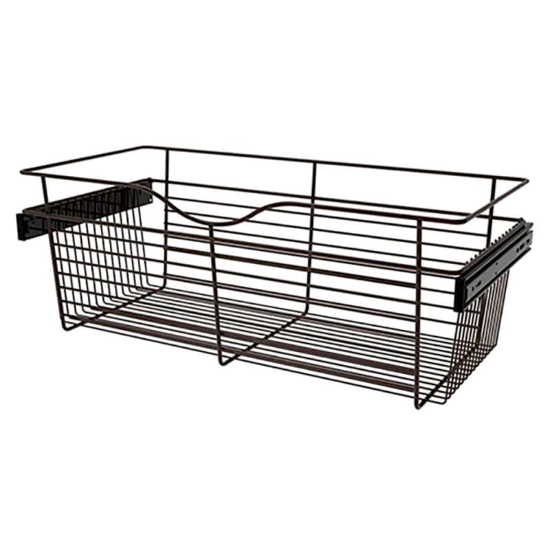 11" x 14" x 30" Wide Heavy-Gauge Pull-Out Wire Basket, Oil-Rubbed Bronze Finish