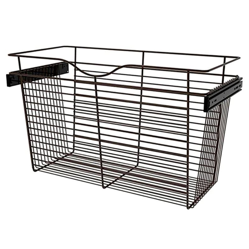 18" x 14" x 30" Wide Heavy-Gauge Pull-Out Wire Basket, Oil-Rubbed Bronze Finish