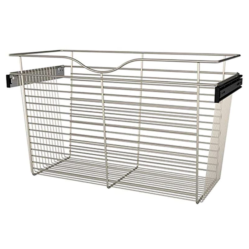 18" x 14" x 30" Wide Heavy-Gauge Pull-Out Wire Basket, Satin Nickel Finish