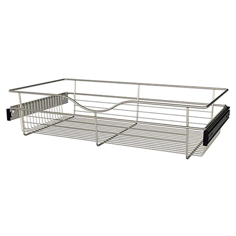 7" x 16" x 30" Wide Heavy-Gauge Pull-Out Wire Basket, Satin Nickel Finish