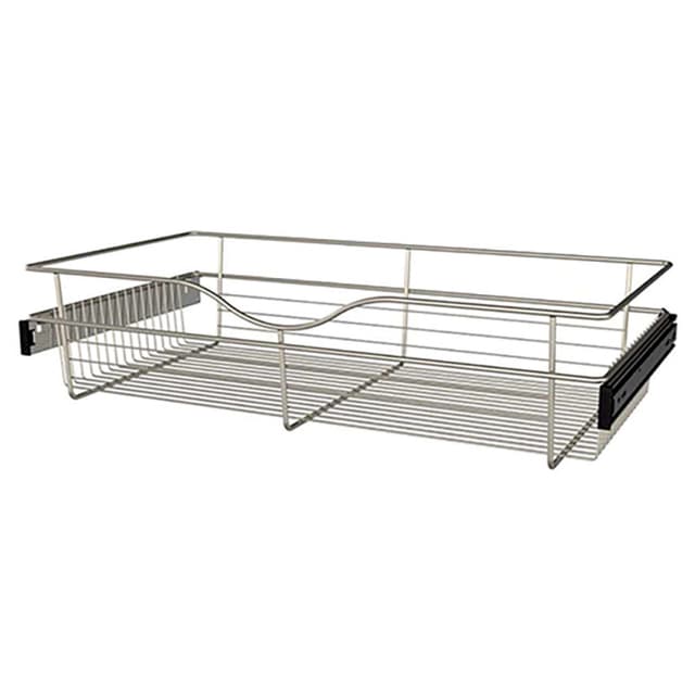 7" x 16" x 30" Wide Heavy-Gauge Pull-Out Wire Basket, Satin Nickel Finish