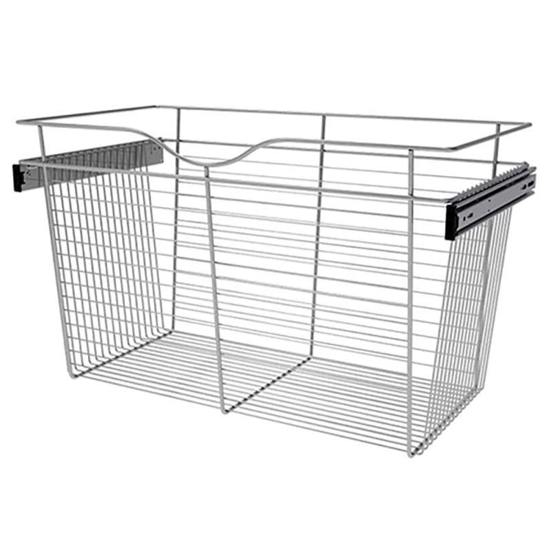 18" x 16" x 30" Wide Heavy-Gauge Pull-Out Wire Basket, Chrome Finish