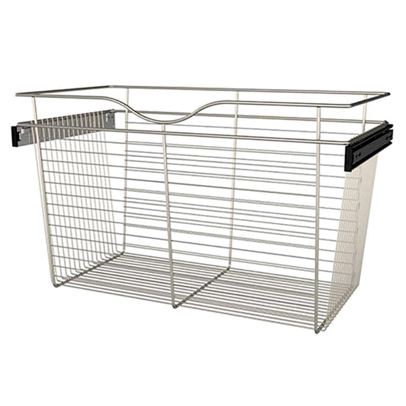 18" x 16" x 30" Wide Heavy-Gauge Pull-Out Wire Basket, Satin Nickel Finish