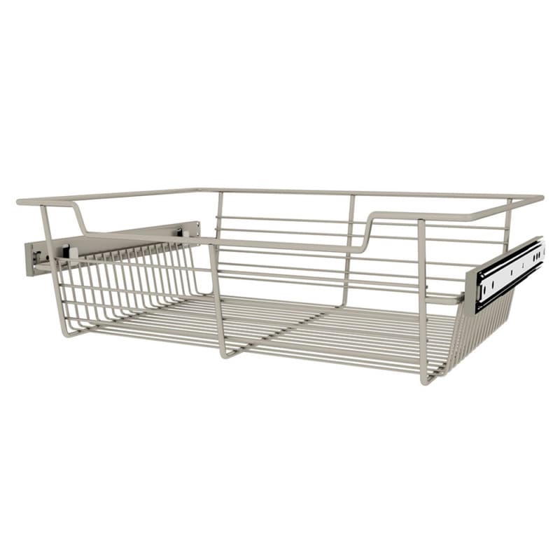 5" x 14" x 18" Wide Sidelines Pull-Out Wire Closet Basket, Satin Nickel Finish