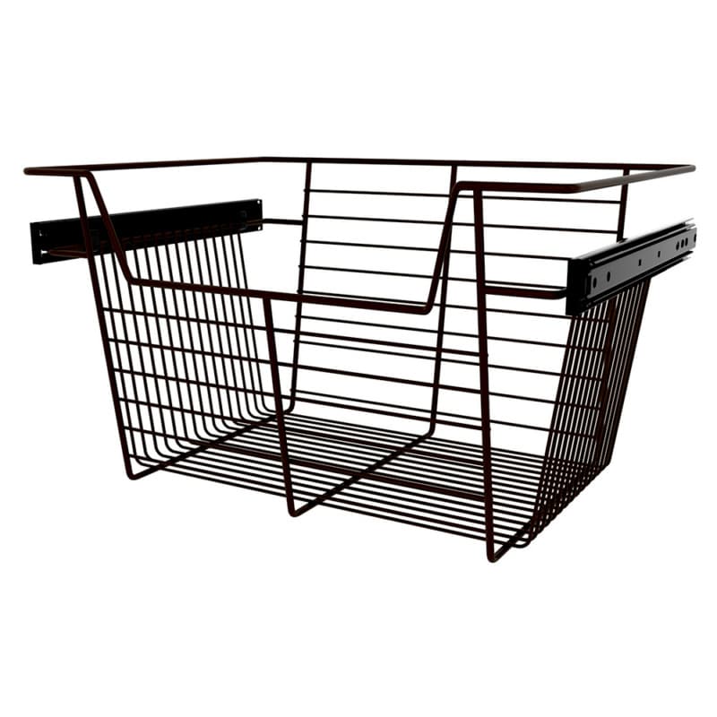 10" x 14" x 18" Wide Sidelines Pull-Out Wire Closet Basket, Bronze Finish