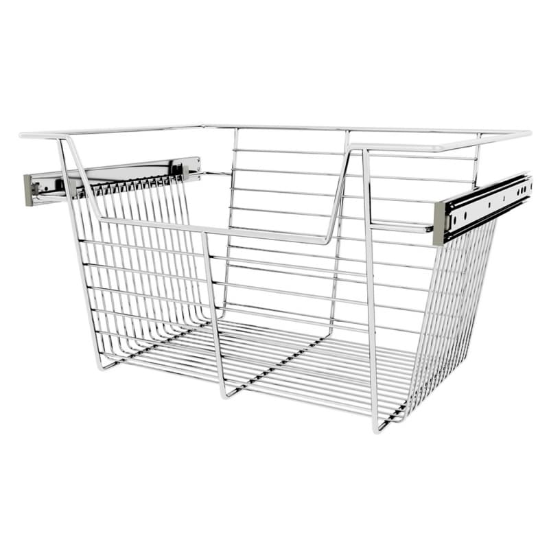 10" x 14" x 18" Wide Sidelines Pull-Out Wire Closet Basket, Chrome Finish