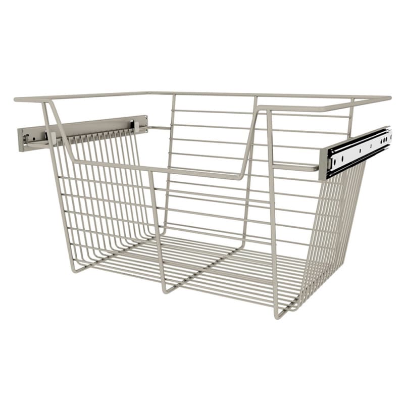 10" x 14" x 18" Wide Sidelines Pull-Out Wire Closet Basket, Satin Nickel Finish