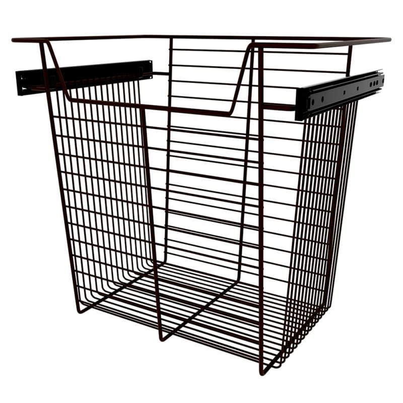 17" x 14" x 18" Wide Sidelines Pull-Out Wire Closet Basket, Bronze Finish