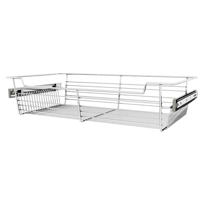 5" x 14" x 24" Wide Sidelines Pull-Out Wire Closet Basket, Chrome Finish