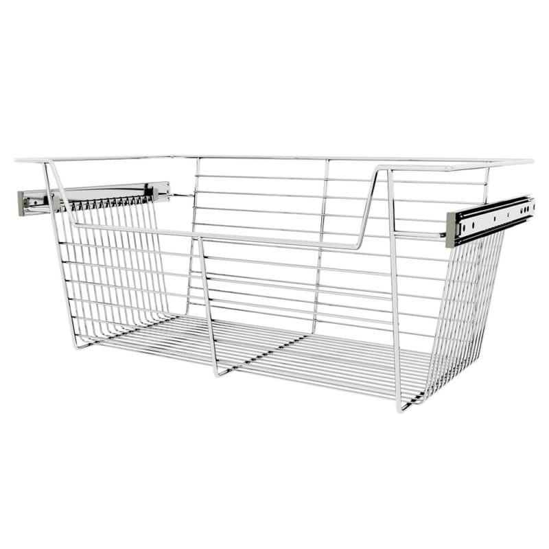 10" x 14" x 24" Wide Sidelines Pull-Out Wire Closet Basket, Chrome Finish