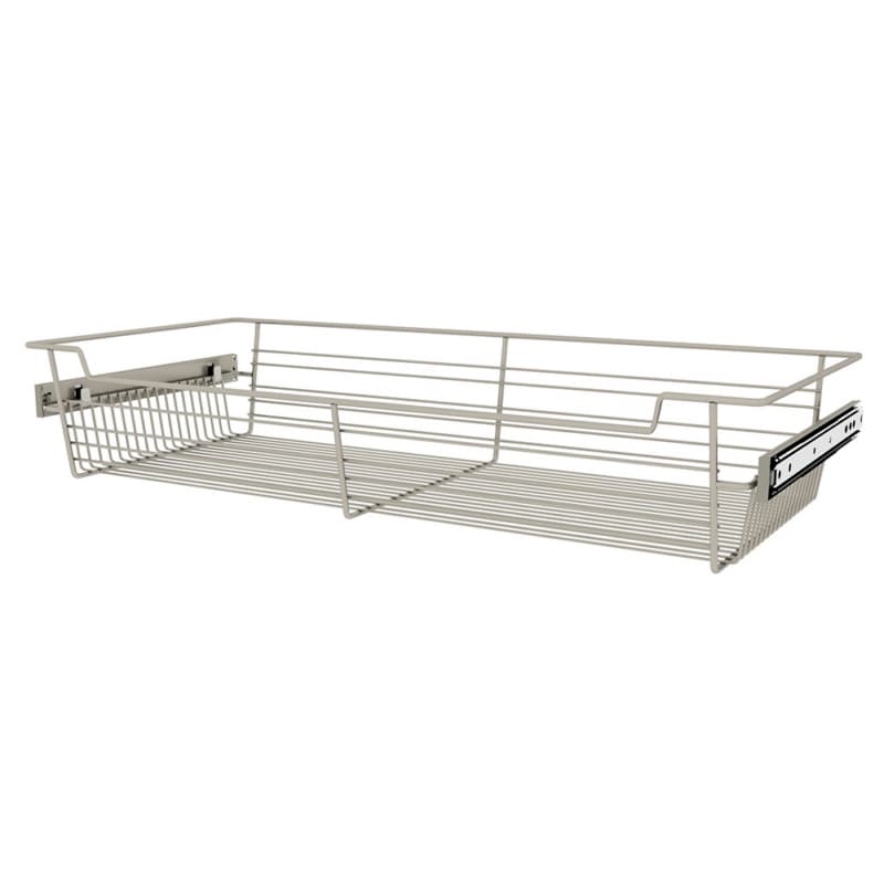 5" x 14" x 30" Wide Sidelines Pull-Out Wire Closet Basket, Satin Nickel Finish