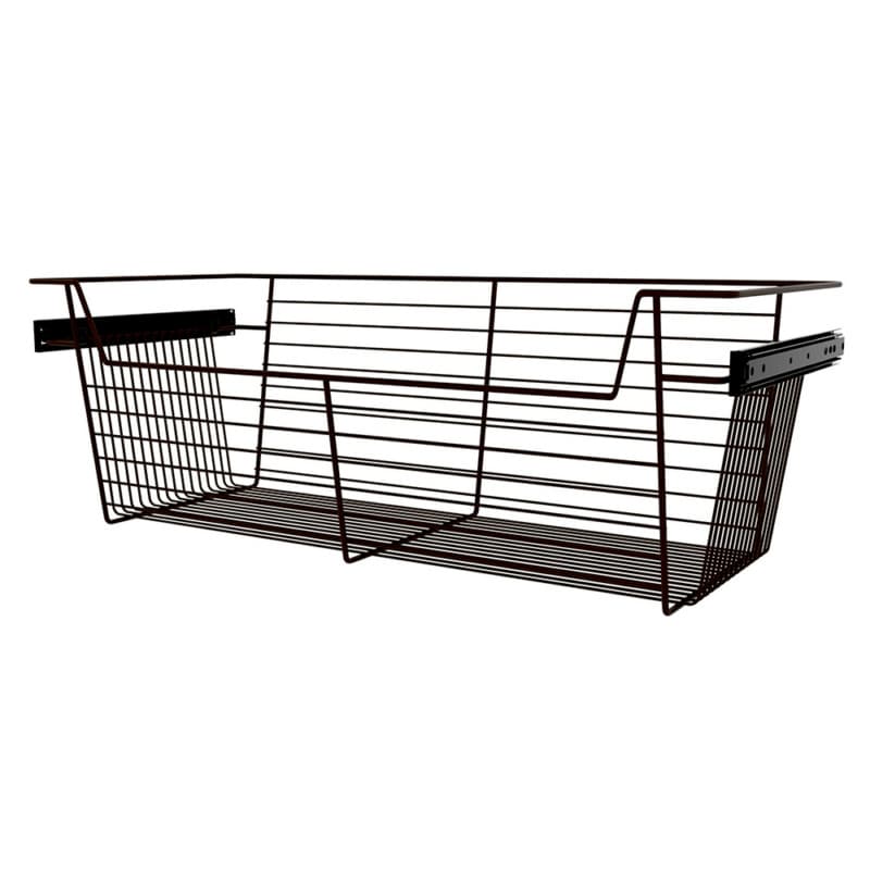 10" x 14" x 30" Wide Sidelines Pull-Out Wire Closet Basket, Bronze Finish