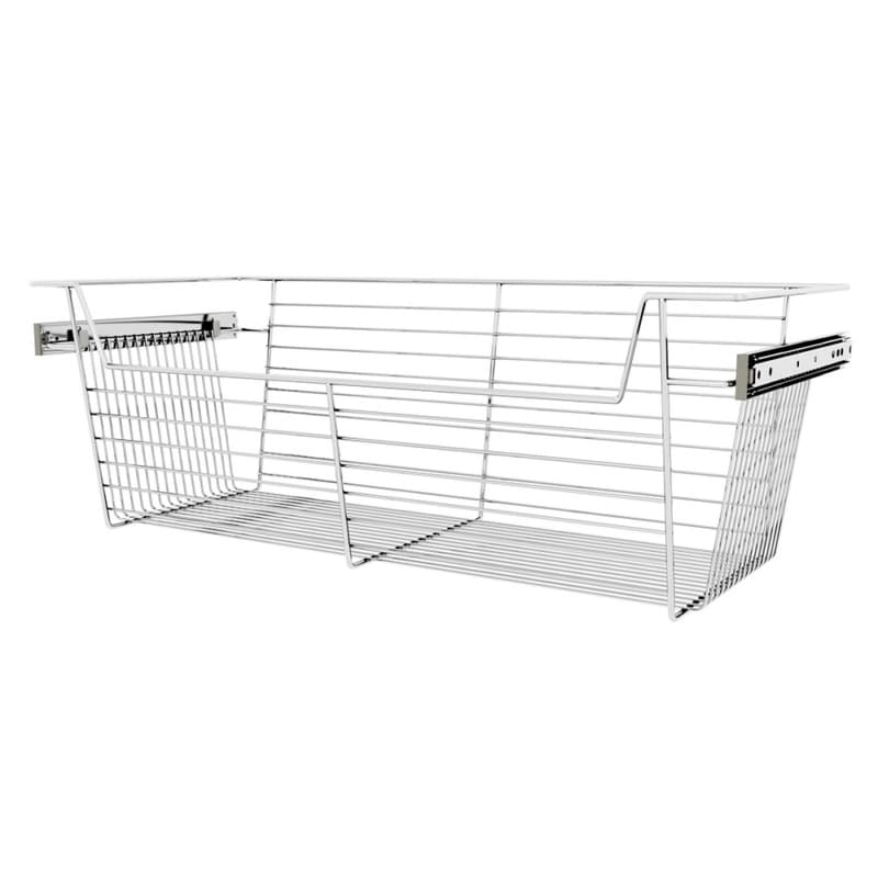 10" x 14" x 30" Wide Sidelines Pull-Out Wire Closet Basket, Chrome Finish