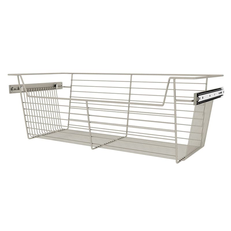 10" x 14" x 30" Wide Sidelines Pull-Out Wire Closet Basket, Satin Nickel Finish