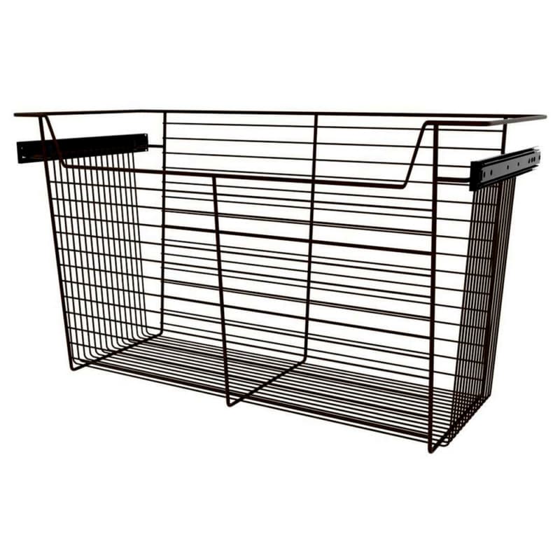 17" x 14" x 30" Wide Sidelines Pull-Out Wire Closet Basket, Bronze Finish
