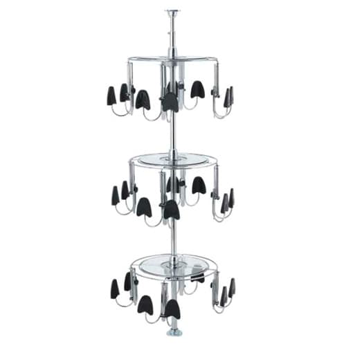 18" Women's Lazy Shoe-Zen with 3 Shelf, Chrome Finish