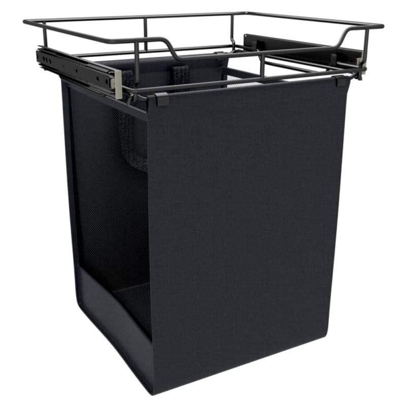 18" Wide Pull-Out Hamper with Canvas Bag, Powder-Coated Finish