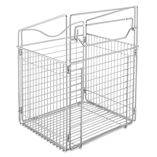16" Wide Tilt-Out Wire Hamper Basket, Chrome Finish