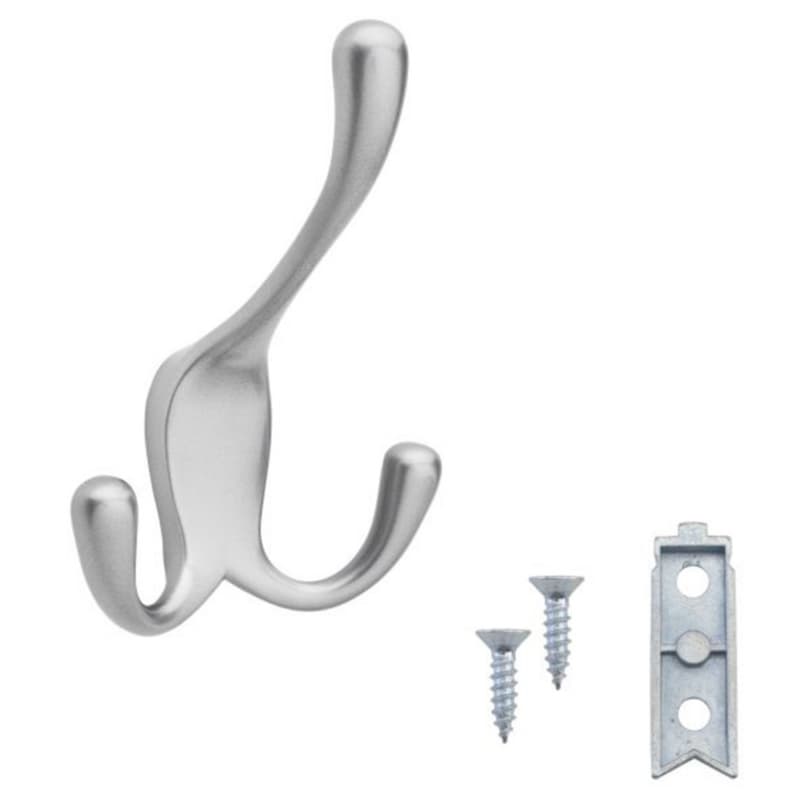 2-13/32" x 3-15/16" Sidelines 3-Way Hook, Satin Chrome Finish