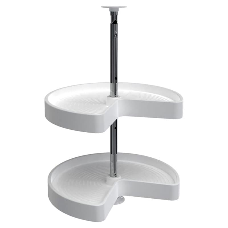 LD-2472 18" Kidney 2 Tray Lazy Susan Set, White