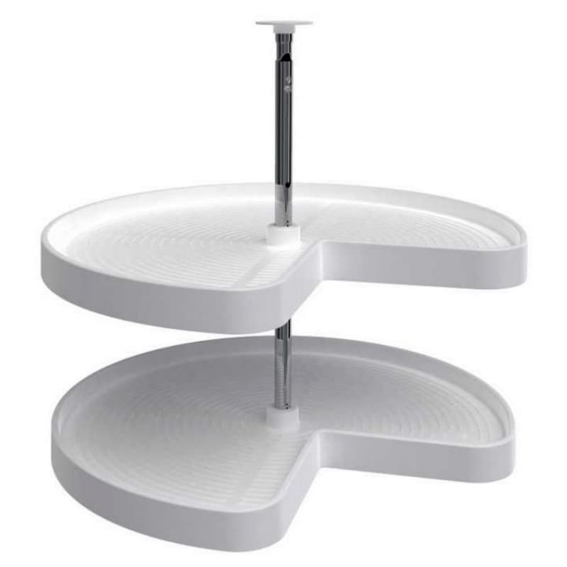 2472 28" Kidney 2 Tray Lazy Susan, White