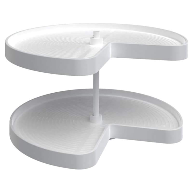 LD-2472 28" Kidney 2-Tray Bottom Mount Lazy Susan Set, White