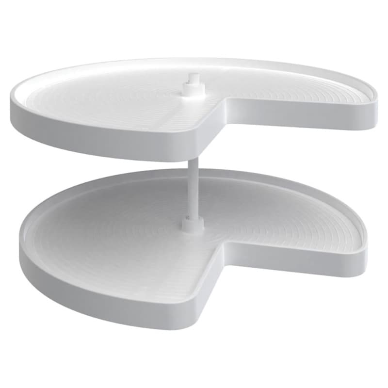 LD-2472 32" Kidney 2 Tray Bottom Mount Lazy Susan Set, White