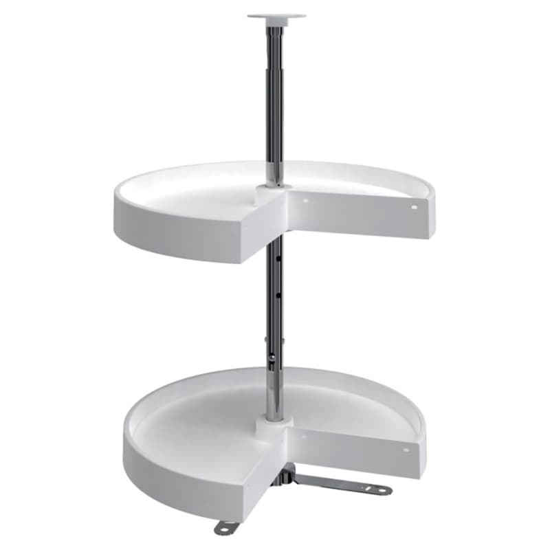 LD-2942 18" Kidney 2 Tray Lazy Susan, White