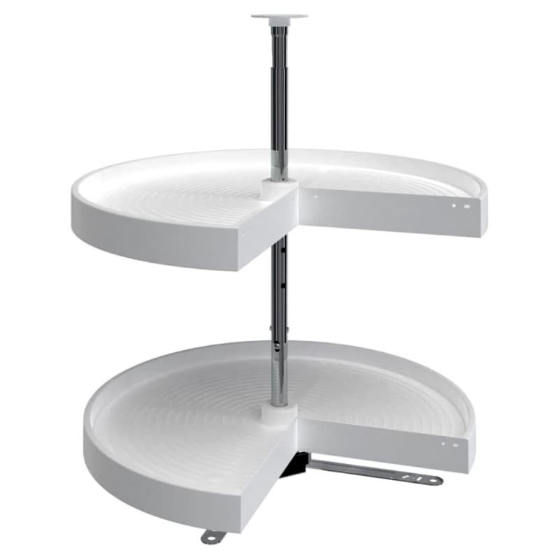 LD-2942 24" Kidney 2 Tray Lazy Susan, White