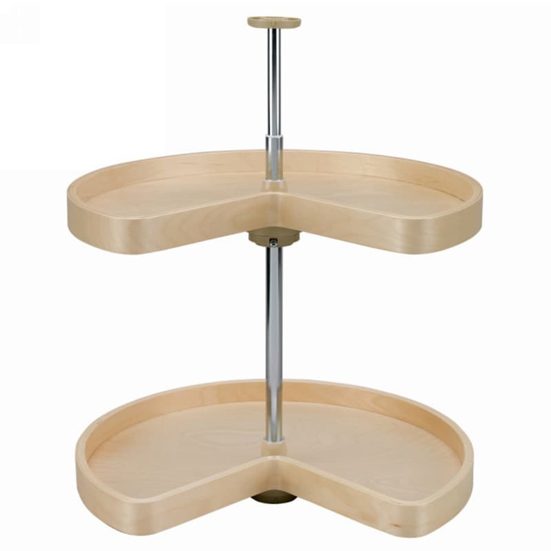 4BW 24" Kidney 2 Tray Wood Lazy Susan