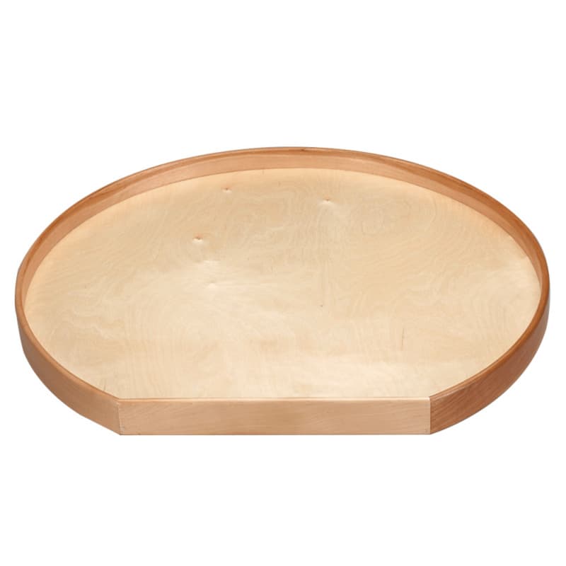 20" D-Shape 1 Tray Wood Lazy Susan with Swivel Bearing