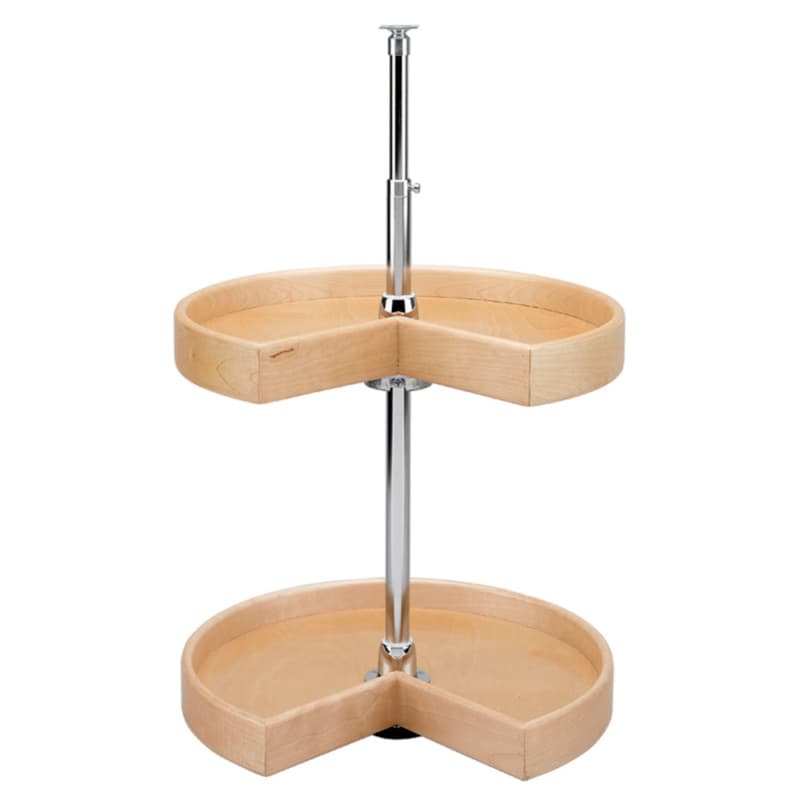 4NW 18" Kidney 2 Tray Wood Lazy Susan