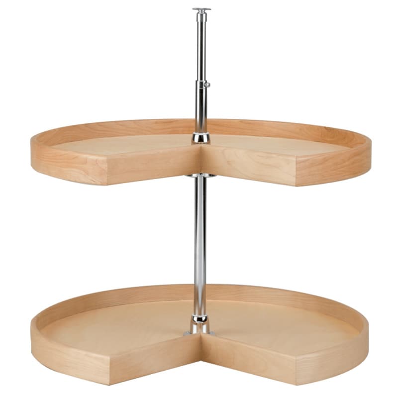 4NW 28" Kidney 2 Tray Wood Lazy Susan