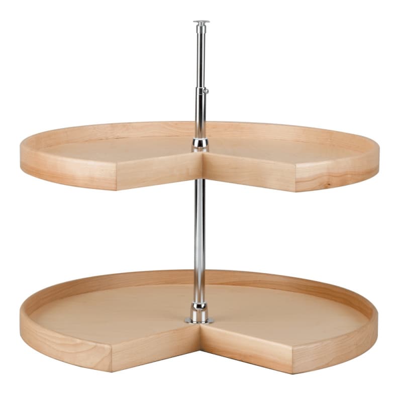 4NW 32" Kidney 2 Tray Wood Lazy Susan
