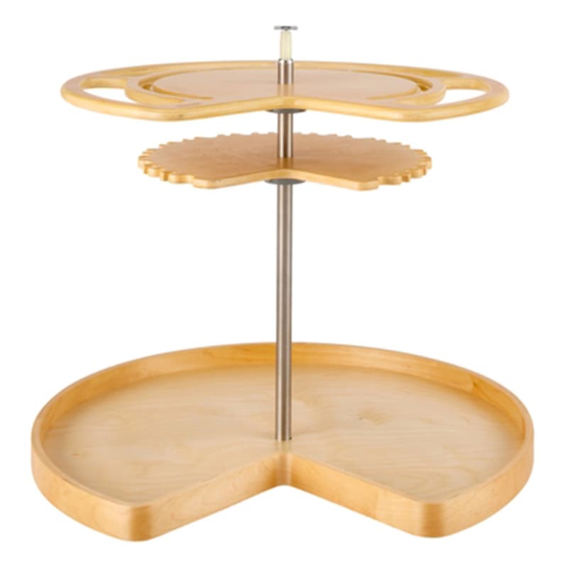 28" Kidney 2 Tray Lazy Susan, Natural