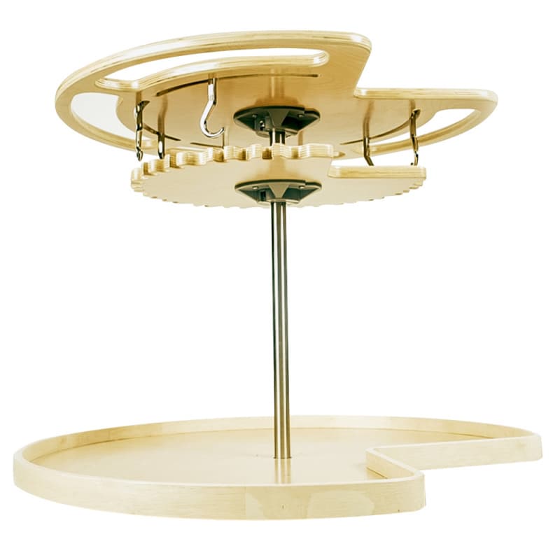 32" Kidney Glideware 2 Tray Not-So-Lazy Susan with 7 Hooks