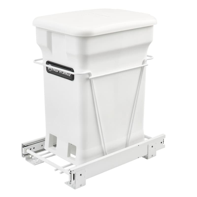Single 24 QT Bottom-Mount Waste Container Pullout, White