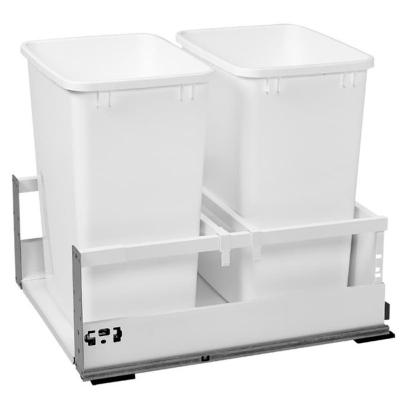 Double 35 QT Bottom-Mount Waste Container, BLUMOTION TANDEMBOX Soft-Closing for 15" Cabinet Opening, White