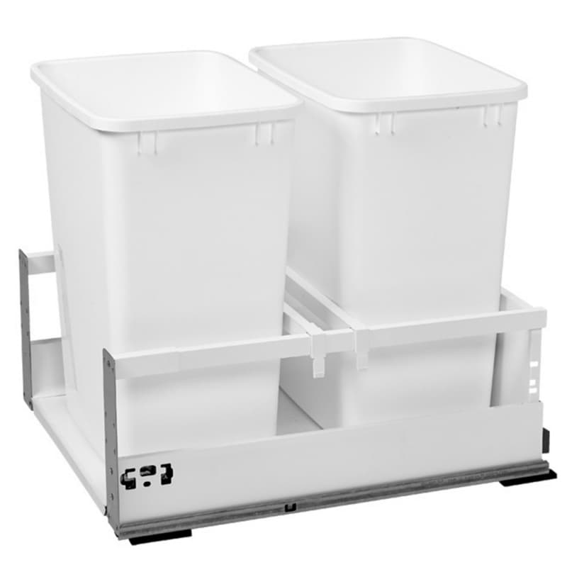 Double 35 QT Bottom-Mount Waste Container, BLUMOTION TANDEMBOX Soft-Closing for 18" Cabinet Opening, White