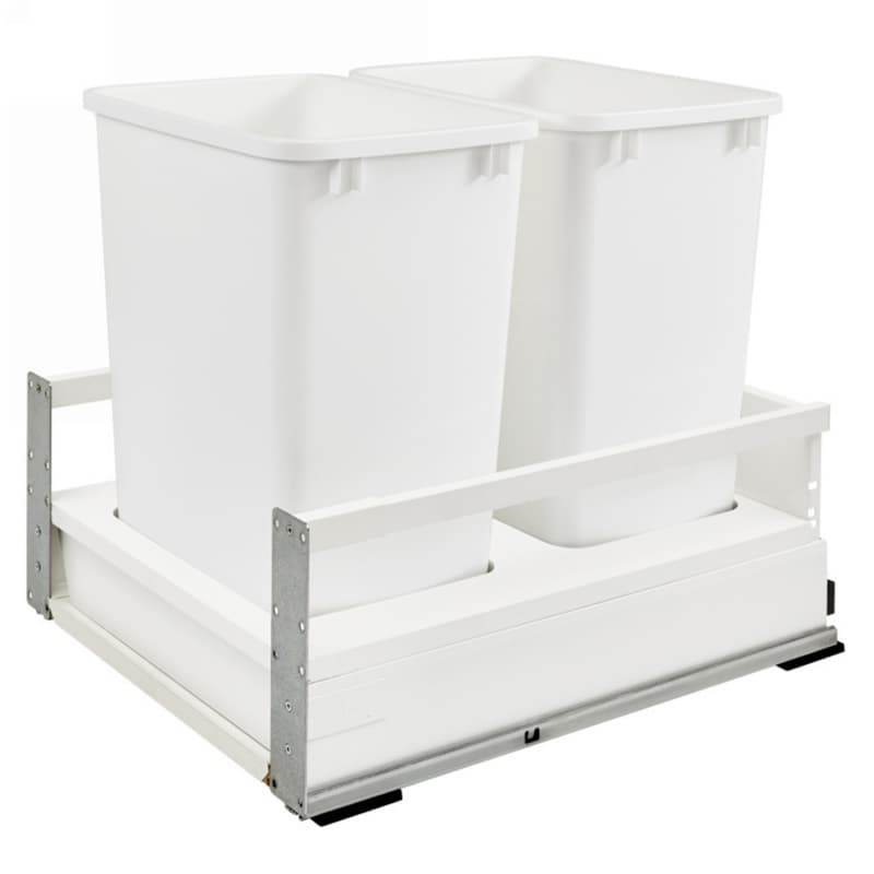 Double 35 QT Bottom-Mount Waste Container with BLUMOTION TANDEMBOX Servo Drive for 18" Cabinet Opening, White