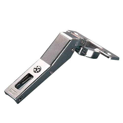 Series 200 AC +45° Angled Corner 94° Opening Hinge, Self-Closing, Overlay, Nickel-Plated, Dowelled
