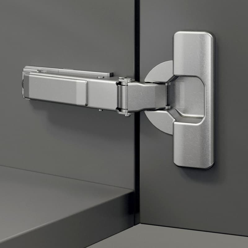 Push Series 200 110° Opening Hinge, 45mm Bore Pattern, Self-Closing, Full Overlay, Nickel-Plated, Dowelled