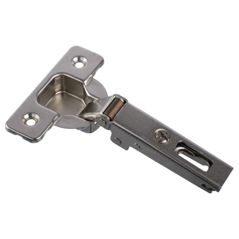 Push Series 200 110° Opening Hinge, 45mm Bore Pattern, Self-Closing, Full Overlay, Nickel-Plated, Screw-On