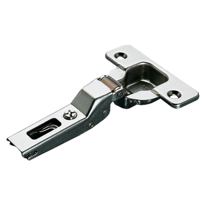 Push Series 200 110° Opening Hinge, 45mm Bore Pattern, Self-Closing, Half Overlay, Nickel-Plated, Screw-On
