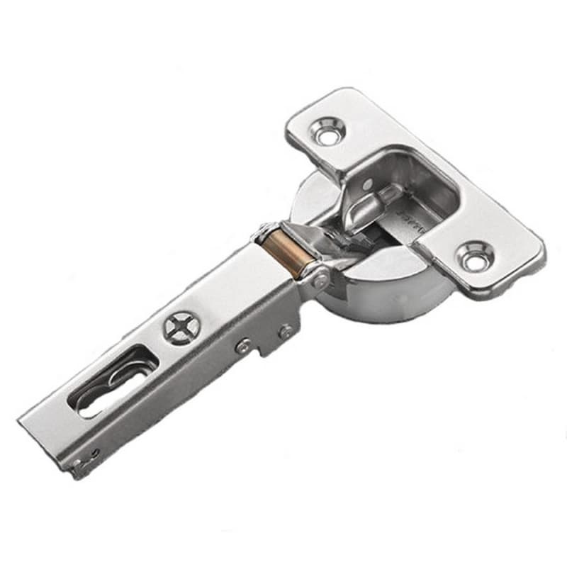 Series 200 94° Opening Thick Door Hinge, 45mm Bore Pattern, Silentia+ Soft-Closing, Full Overlay, Nickel-Plated, Dowelled