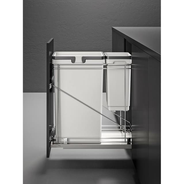 Double 50 QT/11 QT Bottom-Mount Waste Container Pullout with Adjustable Bracket, Gray