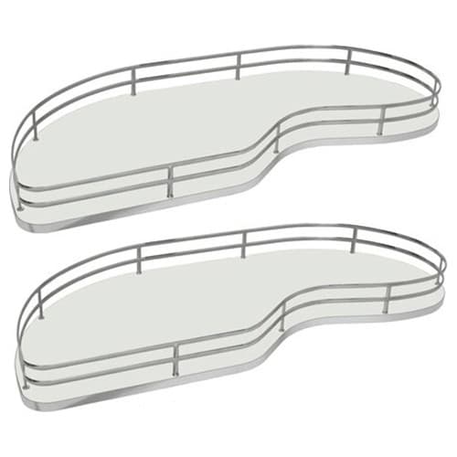 2-Tier Fly Moon Left-Hand Blind Corner Unit with Soft-Closing for 16" Cabinet Opening, Chrome/White