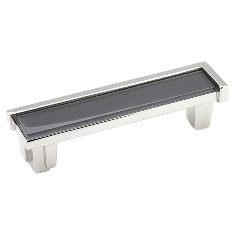 4" Tallmadge Cabinet Pull, Polished Nickel/Silver Grey Glass