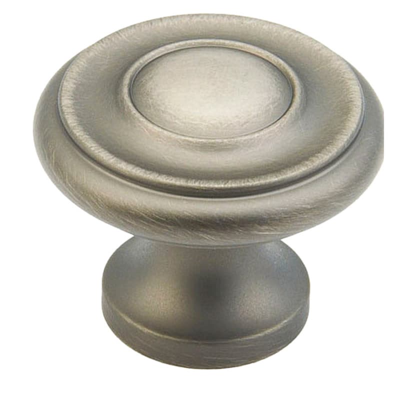 1-1/4" x 7/8" Traditional Round Cabinet Knob, Antique Nickel