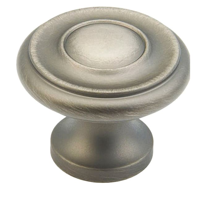 1-1/4" x 7/8" Traditional Round Cabinet Knob, Antique Nickel